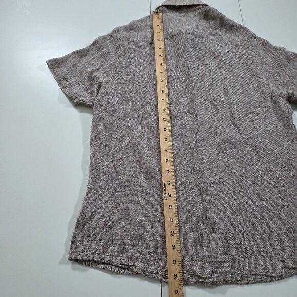 Tenth + Ocean Linen Blend Shirt Mens M Heathered Beige SS Lightweight Breathable - Picture 6 of 12